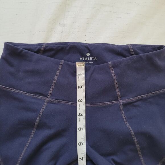 Athleta Size S Navy Mixed Fabric Ankle Warmer Leggings Gym Workout Yoga - Picture 3 of 7